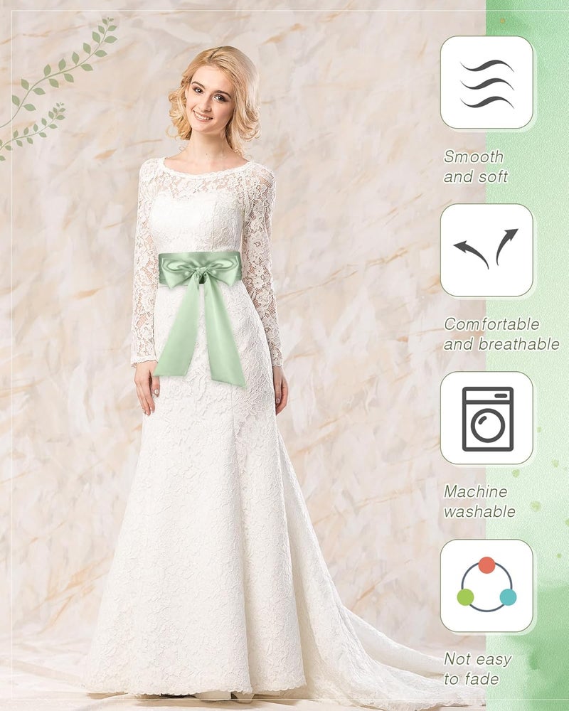 Glitopper Women Satin Waist Belts Dress Sash Waist Belt for Special Occasion Bridal Wedding Prom Formal 3.5'' Wide - Image 3